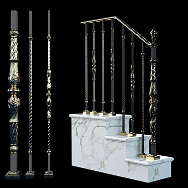 Elegant Staircase and Railing 3D model image 1 