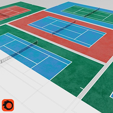 Versatile Tennis Court with Varying Surface Colors 3D model image 1 