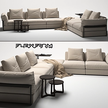 Modern Flexform Zeno Sofa Set 3D model image 1 