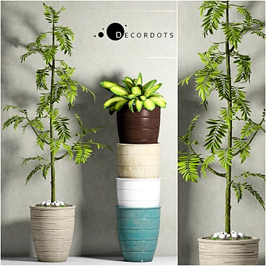 Elegant Botanical Planters Set 3D model image 1 