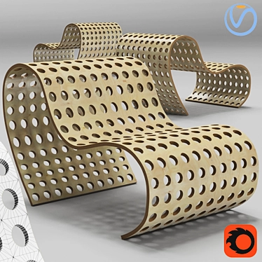 Plywood Lounge Chair 3D model image 1 