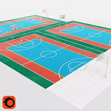 Basketball Court: 15x28m 3D model image 1 