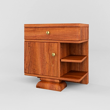 Restored Antique Bedside Table 3D model image 1 