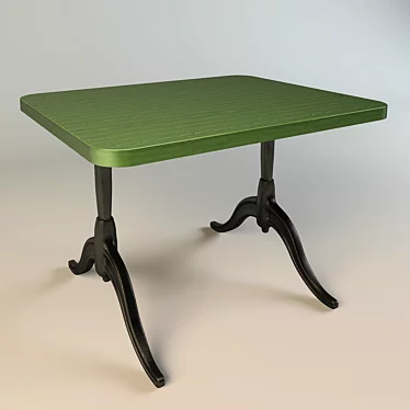 Rustic Dining Table with Cast Iron Legs 3D model image 1 