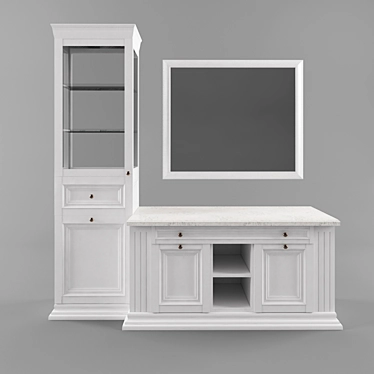 Stylish Bathroom Vanity and Glass Cabinet 3D model image 1 