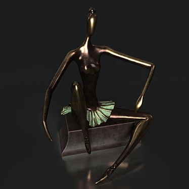 Title: Ballet's New Pointe Bronze Statue 3D model image 1 