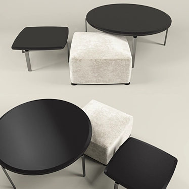 Compact Coffee Table + Pouffe 3D model image 1 