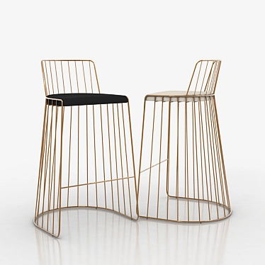 Elegant Brass-Framed Bar Chair 3D model image 1 