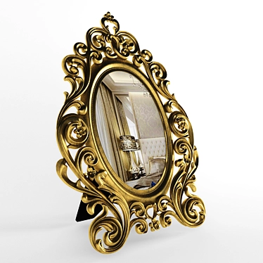 Art Nouveau Oval Mirror 3D model image 1 