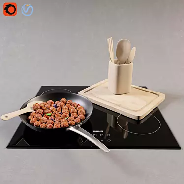 Sizzling Meatballs: Deliciousness in a Pan 3D model image 1 