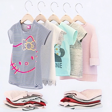 Bundle of Joy: 5 Adorable Baby Shirts & Tops 3D model image 1 