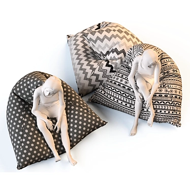 Title: Triangular Cushions with Mannequins 3D model image 1 