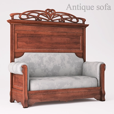 Restored 19th Century Antique Sofa 3D model image 1 