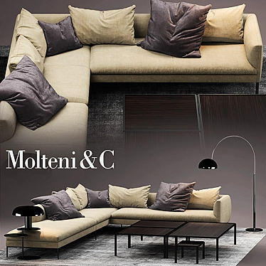Modern Comfort: Molteni Sofa 3D model image 1 