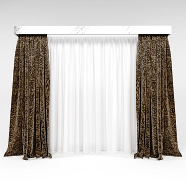 Jacquard Curtain with Sheer | Elegant Home Decor 3D model image 1 