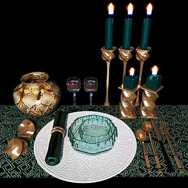 Elegant Table Setting Set 3D model image 1 