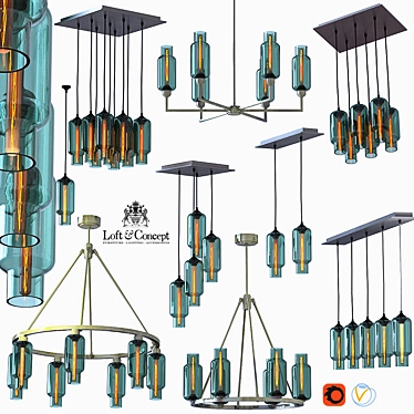 Modern Glass and Metal Pendant Lamp 3D model image 1 