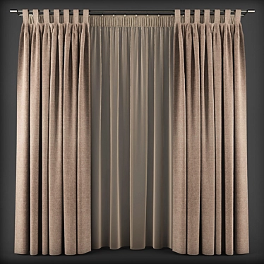 Modern Strap Curtains 3D model image 1 