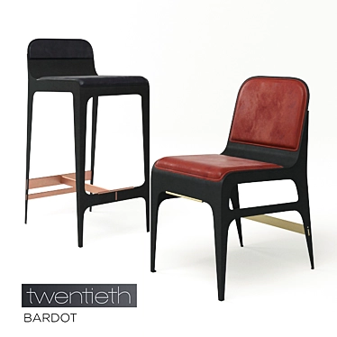 Elegant Bardot Barstool & Chair 3D model image 1 