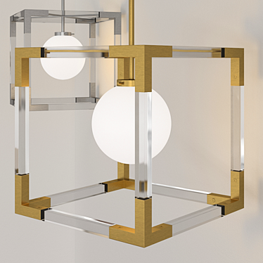 Elegant Brass & Nickel Pendant Lamp 3D model image 1 