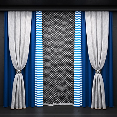 Coastal Rope Trimmed Shell Curtains 3D model image 1 