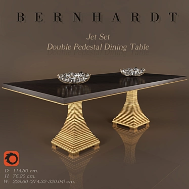 Elegant Jet Set Double Pedestal Dining Table 3D model image 1 