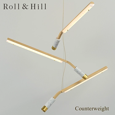 Wooden Balance Chandelier Roll & Hill 3D model image 1 