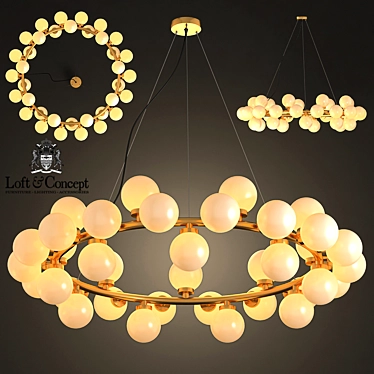 Antique Brass Milk Bubble Chandelier 3D model image 1 