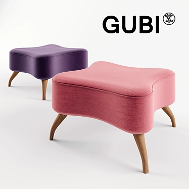 Gubi Bonaparte Pouf - Danish Designed Pink and Purple Ottoman 3D model image 1 