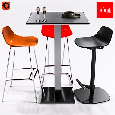 Infiniti Plano + 3 Stools: Sleek Design and Versatility 3D model image 1 