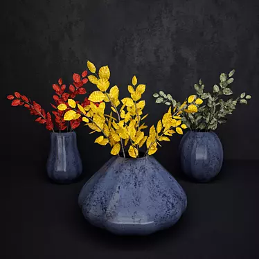 Leafy Vase: Stylish Ceramic décor 3D model image 1 