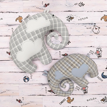 Playful Laminate Flooring with Elephant-themed Toys 3D model image 1 