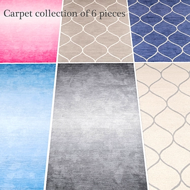 6-Piece Carpet Collection: Arden Hand-tufted Wool Rug + nuLOOM Handmade Modern Solid Ombre Multi Rug 3D model image 1 