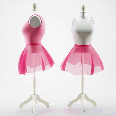 Elegant Danseuse Pink/White Mannequin 3D model image 1 