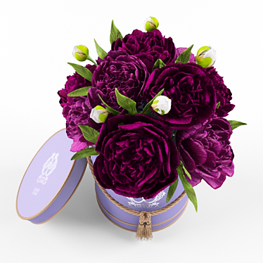 Elegant Peony Bouquet in a Box 3D model image 1 