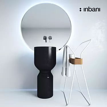 Inbani ORIGIN OG002 Black Marble Bathroom Vanity 3D model image 1 