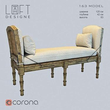 Modern Loftdesigne Model 163 - Stylish Wooden Bench 3D model image 1 