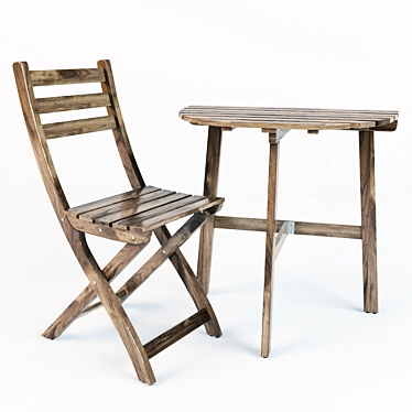 Outdoor Essentials: ASKHOLMEN Desk + 1 Chair 3D model image 1 
