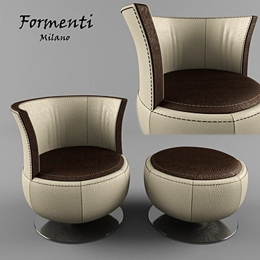 Modern Formenti Footrest & Chair 3D model image 1 