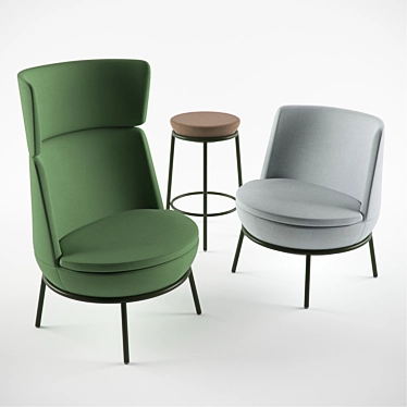 Modern Pod Chairs & Bar Stool 3D model image 1 