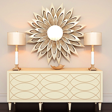 Elegant Silver Nailhead Credenza 3D model image 1 