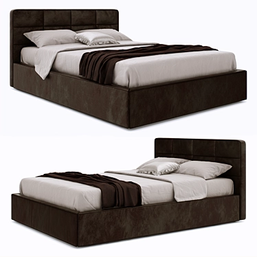 Elegant Storage Bed with Quilted Headboard 3D model image 1 