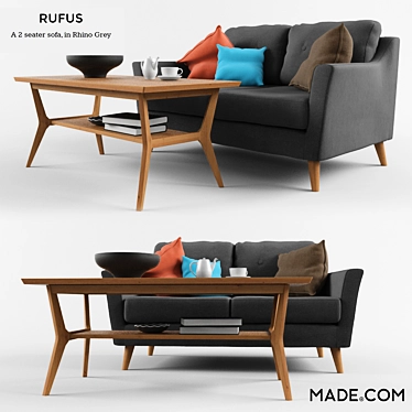 Rufus Retro 2-Seater: Contemporary Style 3D model image 1 