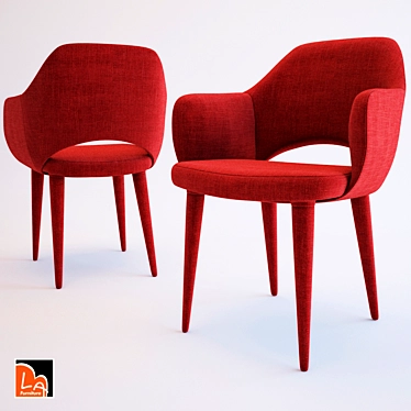 Elegant Red Fabric Dining Chair 3D model image 1 