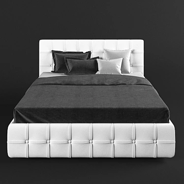 White Leather Lift Bed 3D model image 1 