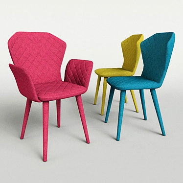 Colorful Kitchen Chairs Set 3D model image 1 