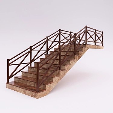 Rustic Wood Step Ladder 3D model image 1 