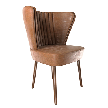 Elegant Wood and Leather Chair 3D model image 1 