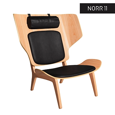 Modern Oak Wingback Chair 3D model image 1 