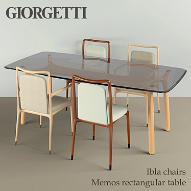 Giorgetti Ibla Chairs & Memos Rectangular Table Set 3D model image 1 